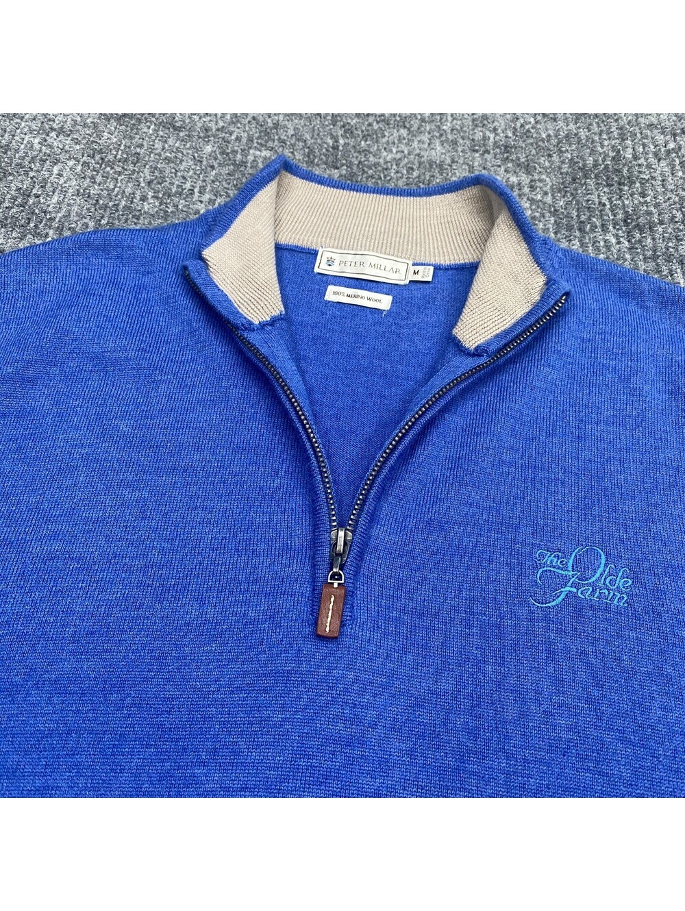 Peter Millar Sweater Vest Mens M Blue Merino Wool 1/4 Zip Pullover Preppy Golf